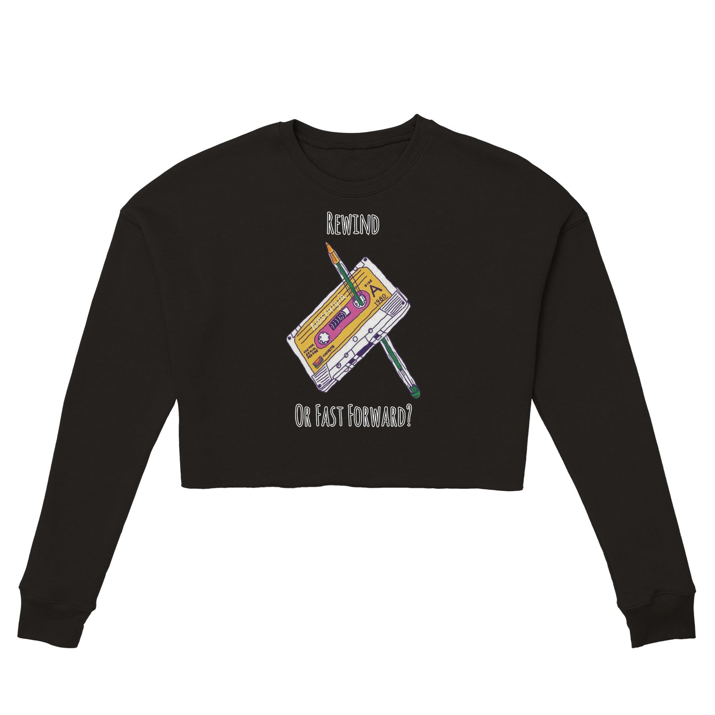 Cassette Rewind Women's Cropped Sweatshirt